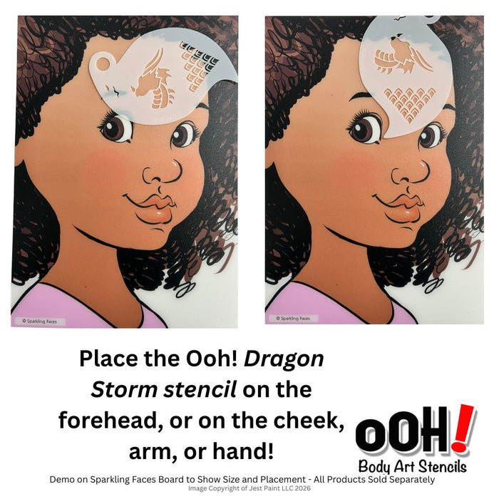 Ooh! Face Painting Stencil | Dragon Storm (R06)