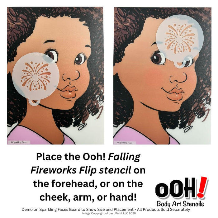 Ooh! Face Painting Stencil | Falling Fireworks Flip (C37)