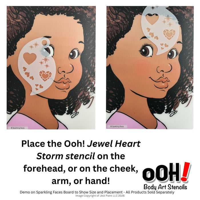 Ooh! Face Painting Stencil | Jewel Heart Storm (R02)
