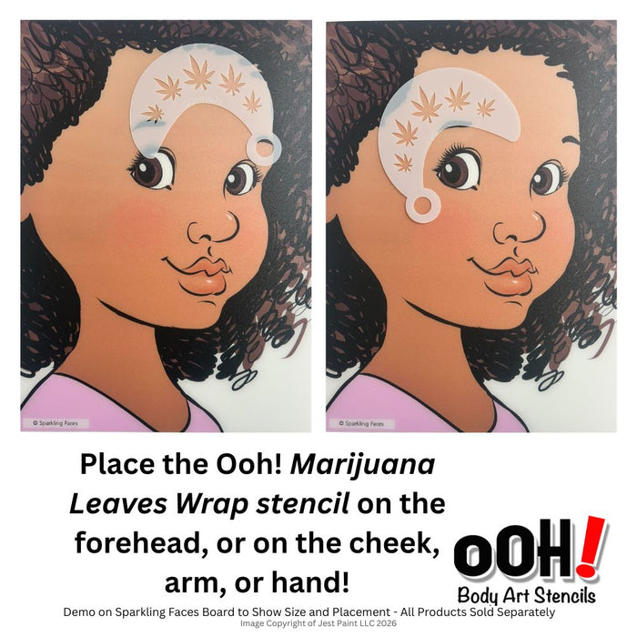 Ooh! Face Painting Stencil | Marijuana Leaves Wrap (W26)