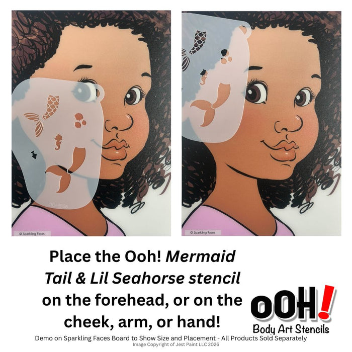 Ooh! Face Painting Stencil | Mermaid Tail and Lil' Seahorse (F06)