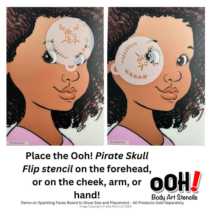 Ooh! Face Painting Stencil | Pirate Skull Flip (C28)