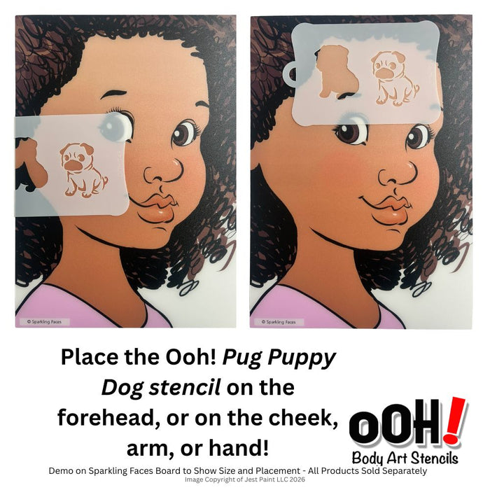 Ooh! Face Painting Stencil | PUG Puppy Dog (T49)