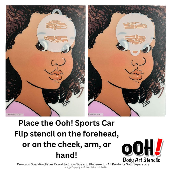 Ooh! Face Painting Stencil | Sports Car Flip (C15)