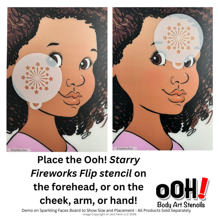 Ooh! Face Painting Stencil | Starry Fireworks Flip (C36)