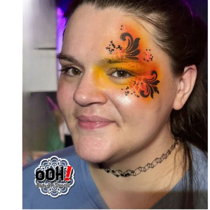 Ooh! Face Painting Stencil | Filigree Brushstrokes (F21)