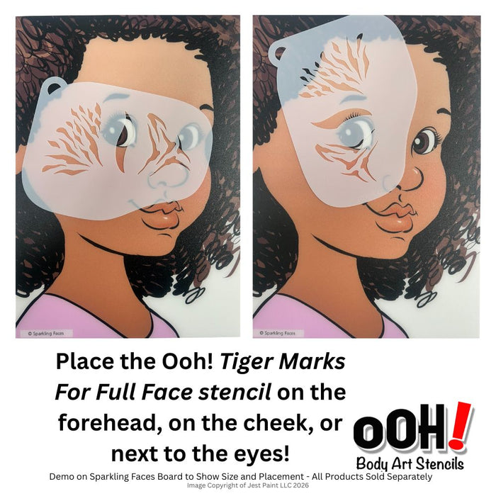 Ooh! Face Painting Stencil | Tiger Marks for Full Face (F01)