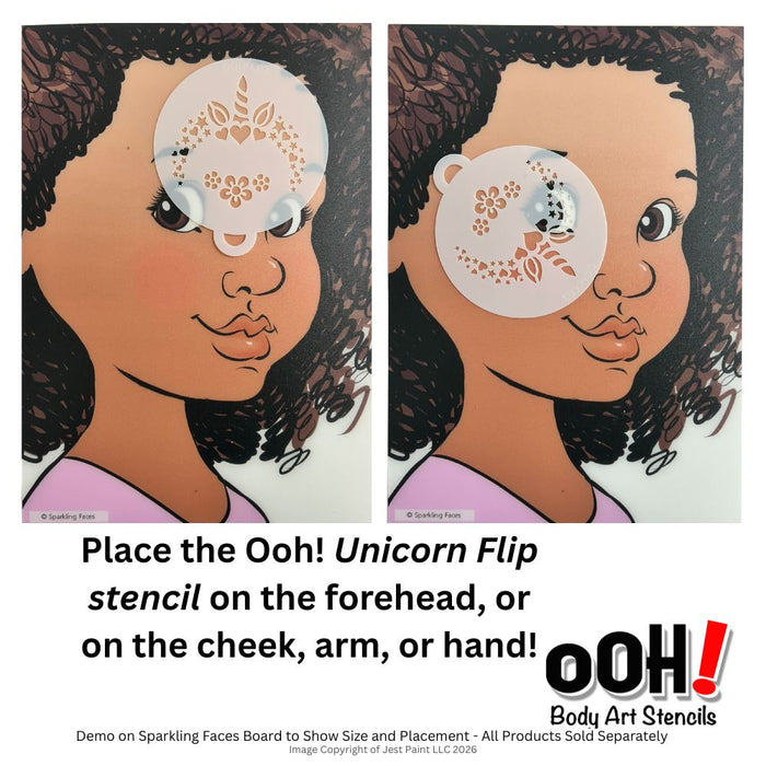 Ooh! Face Painting Stencil | Unicorn Flip (C03)