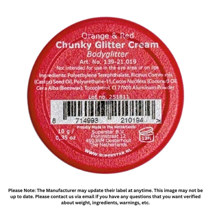 Superstar | Chunky Glitter Cream - Orange and Red (10gr Jar)