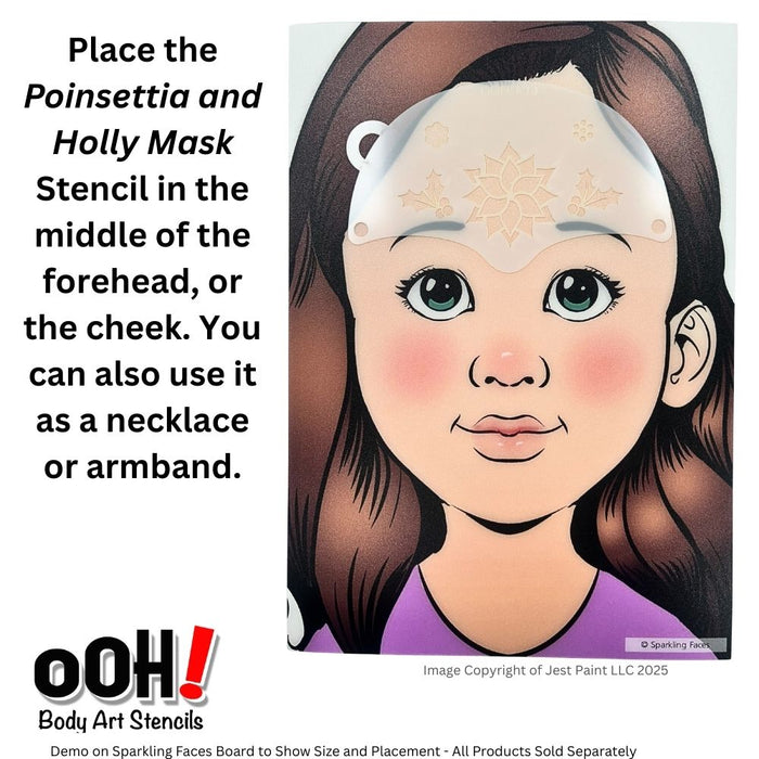Ooh! Face Painting Stencil | Poinsettia and Holly Mask (K14)