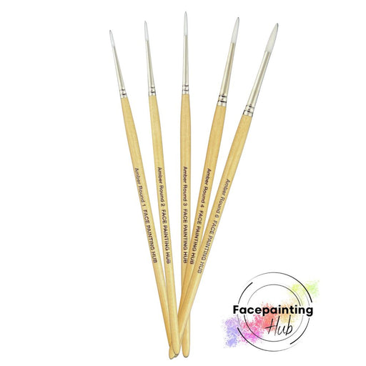 Facepainting Hub  |  PRESET BUNDLE - Face Painting Brush Amber Round Collection Set of 5