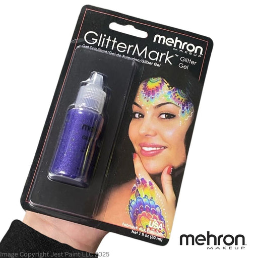 Face Painting Glitter Gel - Mehron GlitterMark - Mardi Gras Purple w/ Dropper Tip    #21