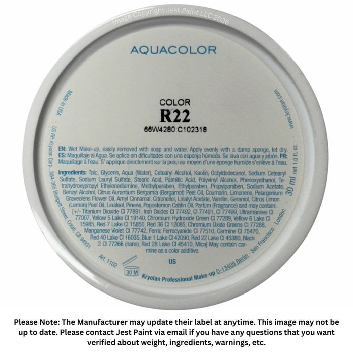 Kryolan Face Paint  Aquacolor - R22 (Bright Pink) - 30ml