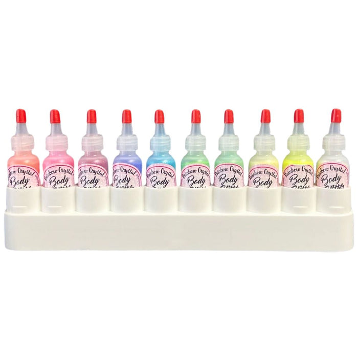 Art Factory | Glitter Set - 10 Poofer Bottles and Case - Rainbow Crystal Face Painting SHEER Glitter - #14