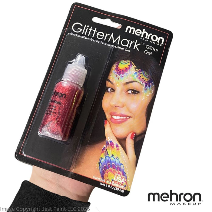 Face Painting Glitter Gel - Mehron GlitterMark - Red w/ Dropper Tip  #16