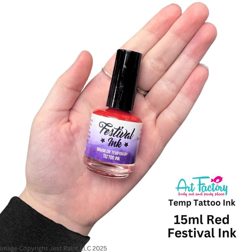 Art Factory | Alcohol Based Temporary Tattoo Ink - FESTIVAL INK - RED 15ml Bottle