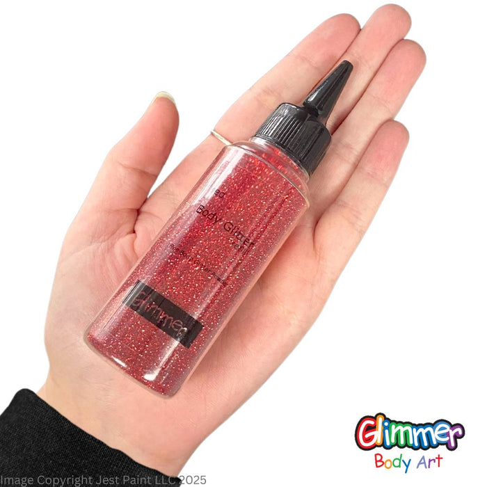 Glimmer Body Art Face Paint Glitter Refill Bottle- Red  - 1.5oz