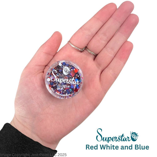 Superstar | LOOSE Chunky Glitter - RED WHITE AND BLUE / BOOM  (8ml Jar)