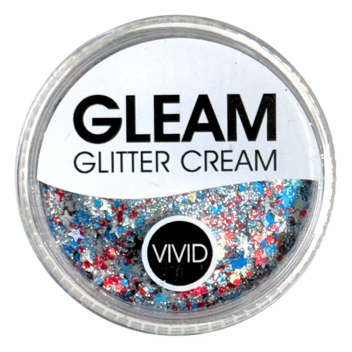 VIVID Glitter |  GLEAM Glitter Cream | Large RED WHITE AND BLUE / BOOM (30gr)