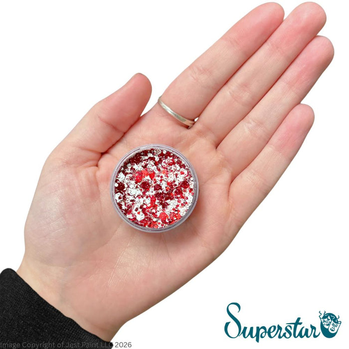 Superstar | Chunky Glitter Cream - Red and White (10gr Jar)