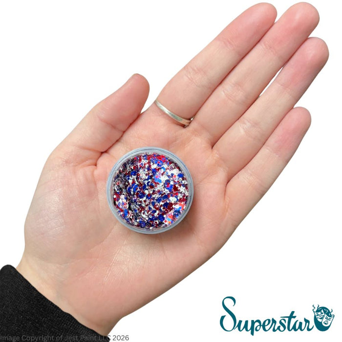 Superstar | Chunky Glitter Cream - Red, White and Blue (10gr Jar)