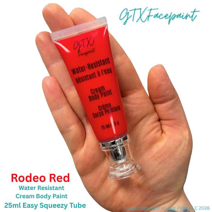 GTX Face Paint | Silicone Based Water Resistant Cream -  Rodeo Red  - 25ml Easy Squeezy Tube