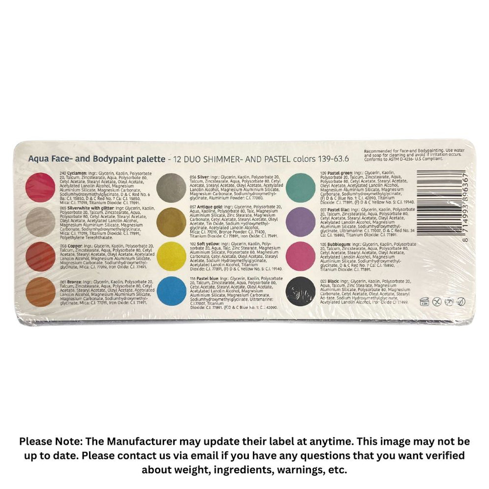 Superstar Face Paint | Aqua Face and Body Painting Palette - 12 Duo SH ...
