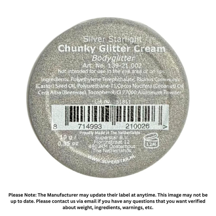 Superstar | Chunky Glitter Cream - Silver Starlight (10gr Jar)