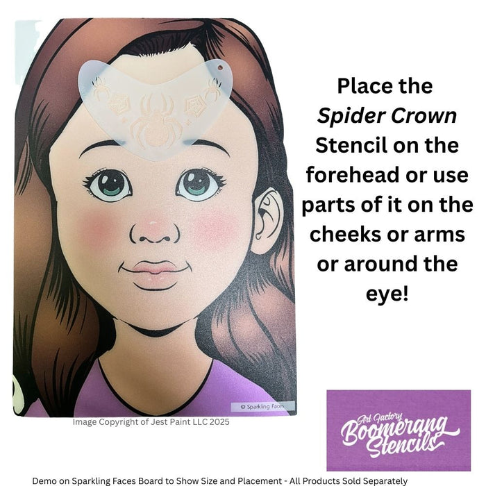 Art Factory | Boomerang Face Painting Stencil - Spider Crown (B036)