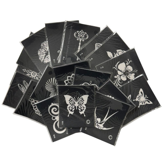 Glimmer Body Art |  High Definition Glitter / INK Tattoo Stencils - Small HD STENCIL SET - 80 Stencils