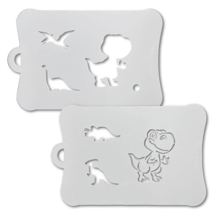 Ooh! Face Painting Stencil  | 2pc Set - Happy T-Rex and More! (T38)
