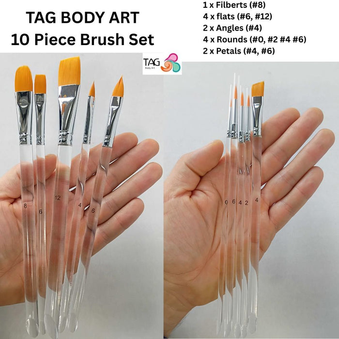 TAG | Face Painting Brushes - 10 Piece Brush Set