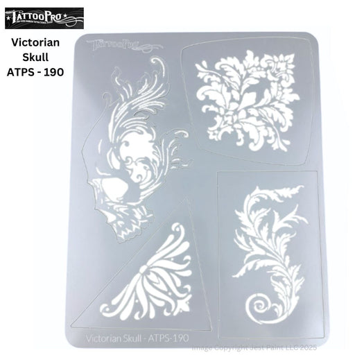 Tattoo Pro | Air Brush Body Painting Stencil - VICTORIAN SKULL 190