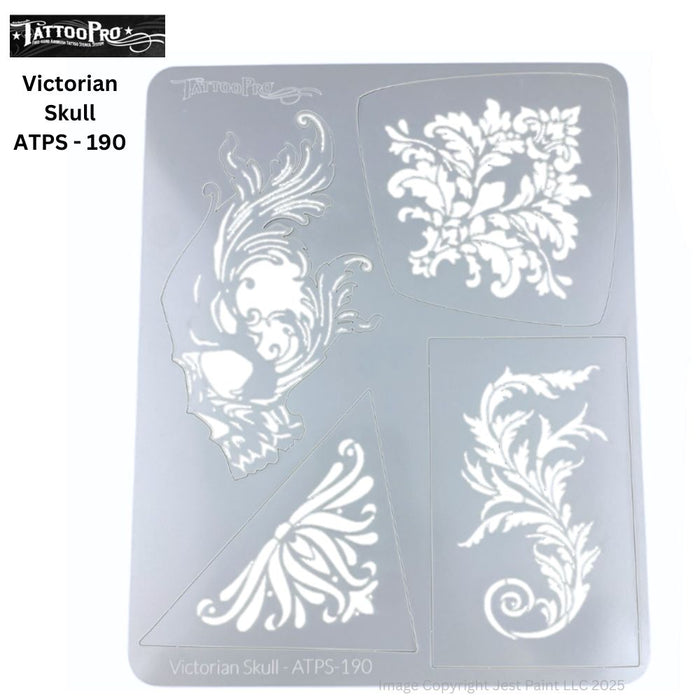 Tattoo Pro | Air Brush Body Painting Stencil - VICTORIAN SKULL 190