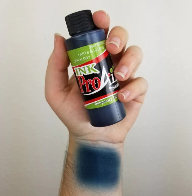 ProAiir INK Alcohol-Based Airbrush Body Paint 4oz -  Blue Tinted TATTOO PRO Black