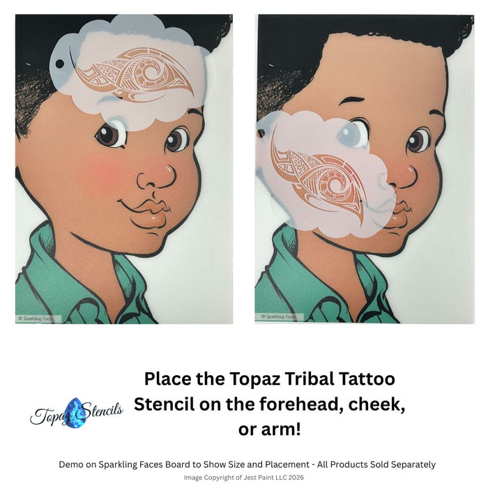 Topaz Stencils | Face Painting Stencil - BIG Tribal Tattoo (0992)