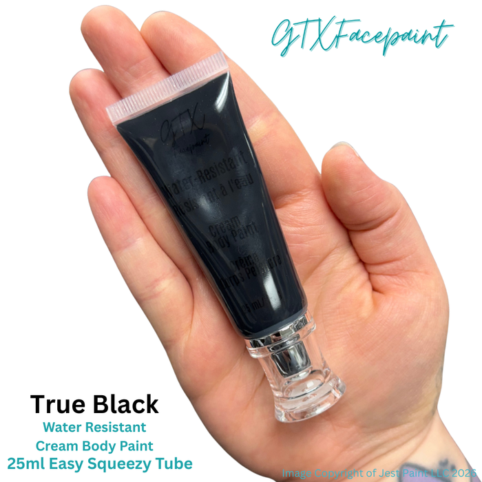 GTX Face Paint | Silicone Based Water Resistant Cream - True Black  25ml Easy Squeezy Tube