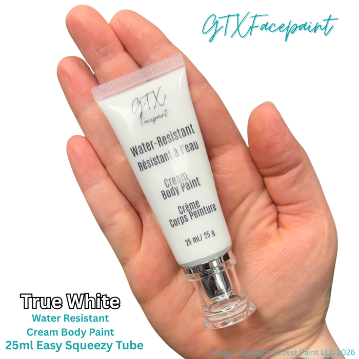 GTX Face Paint | Silicone Based Water Resistant Cream - True White - 25ml Easy Squeezy Tube