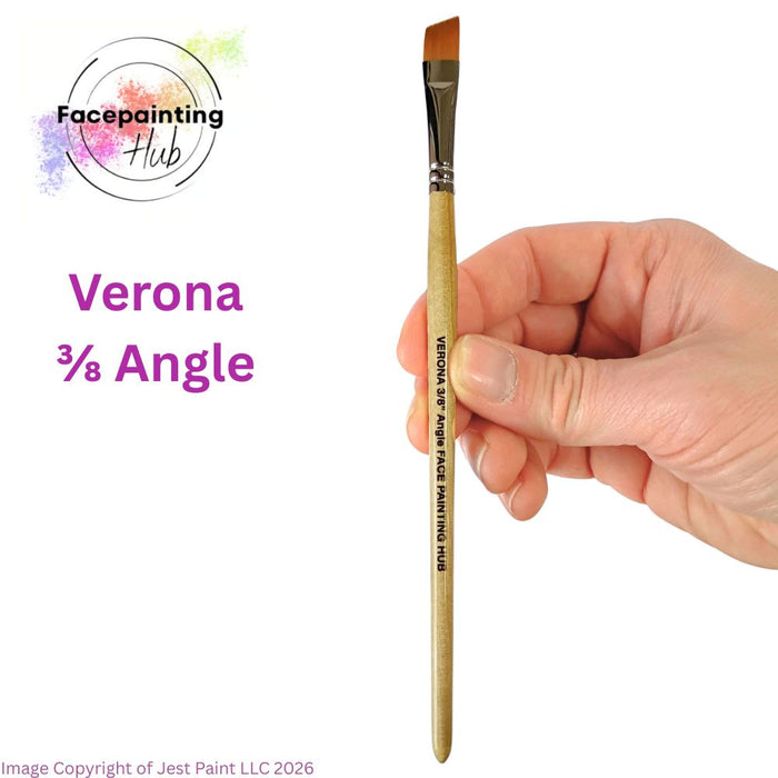 Face Painting Hub  | Face Painting Brush - Short Handle and Short Bristles - VERONA - 3/8" Angle