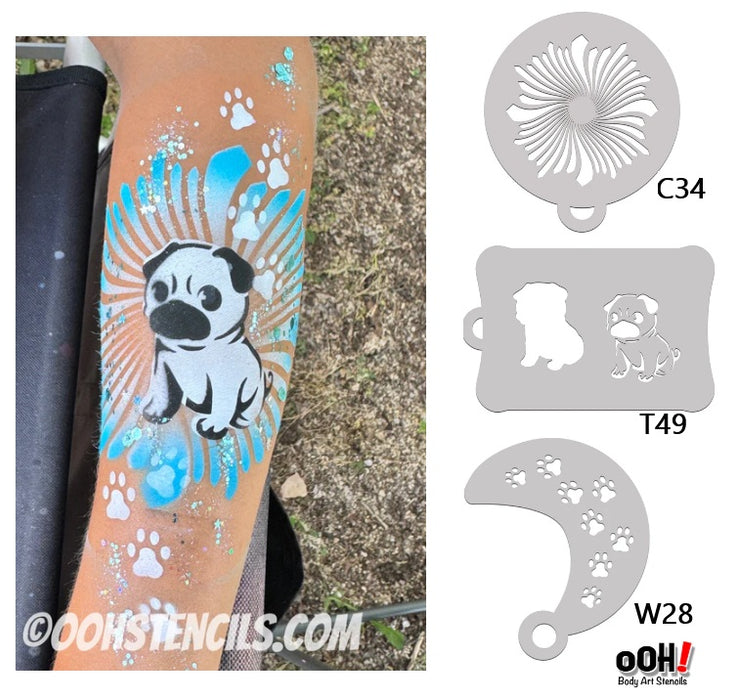 Ooh! Face Painting Stencil | Puppy Foot Wrap (W28)
