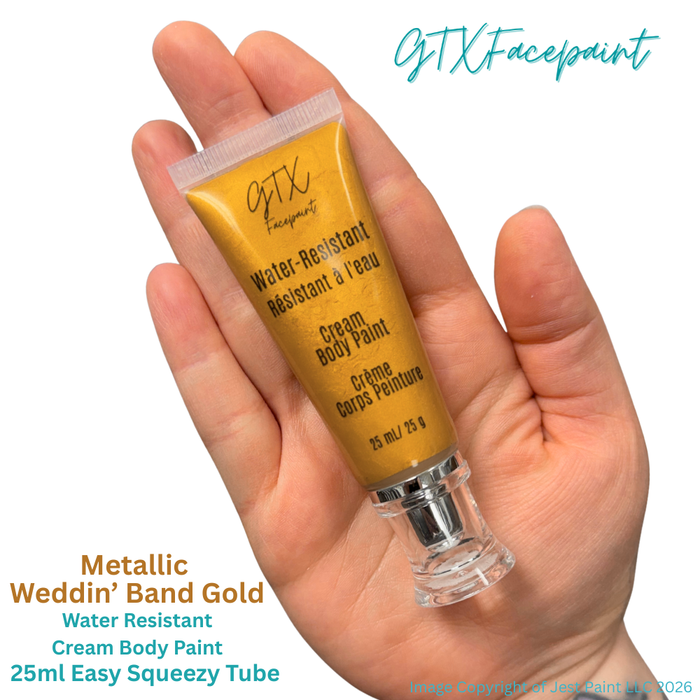 GTX Face Paint | Silicone Based Water Resistant Cream - Metallic Weddin' Band Gold - 25ml Easy Squeezy Tube