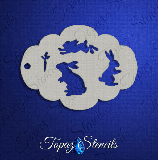 Topaz Stencils | Face Painting Stencil - Bunnies and Carrot (0246)