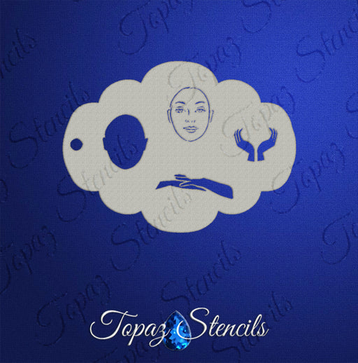 Topaz Stencils | Face Painting Stencil - Feminine Face and Hands #1 (0636)
