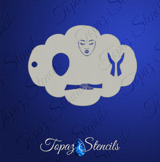 Topaz Stencils | Face Painting Stencil - Feminine Face and Hands #2 (0637)