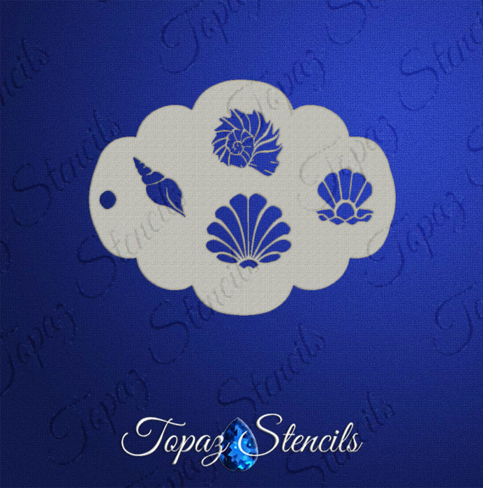 Topaz Stencils | Face Painting Stencil - Sea Shells (0662)