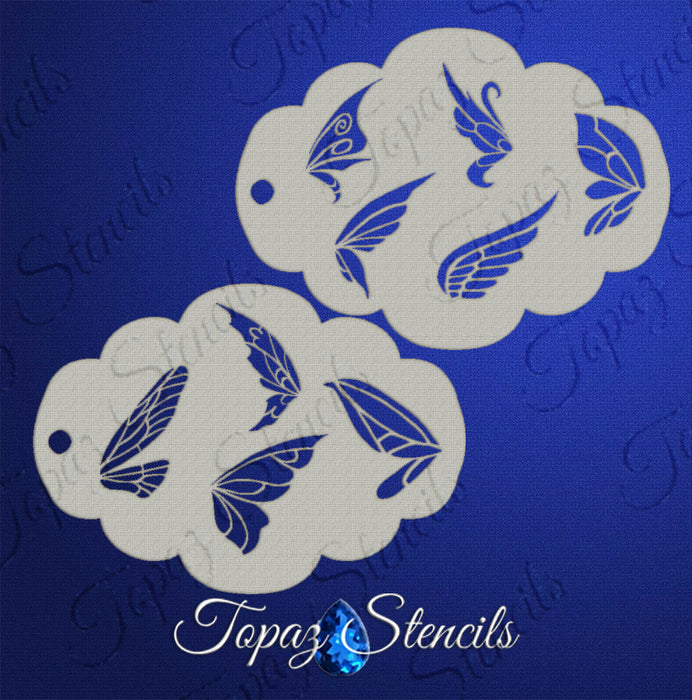 Topaz Stencils | Face Painting Stencil - Fairy Wings Set (0979)