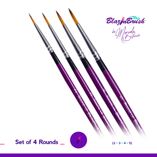 Limited Edition Blazin Face Painting Brushes by Marcela Bustamante - Set of 4 Round Brushes