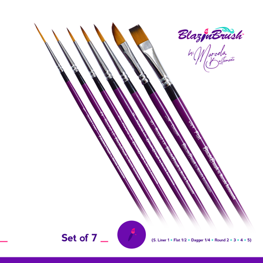 Limited Edition Blazin Face Painting Brushes by Marcela Bustamante - Set of 7 Brushes