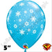 Qualatex Balloons - 5" Round - Robin's Egg Blue Icy Snow Flake Print - 100ct - Discontinued