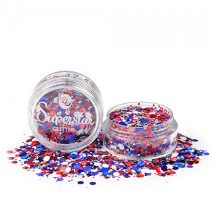 Superstar | LOOSE Chunky Glitter - RED, WHITE AND BLUE (8ml Jar)
